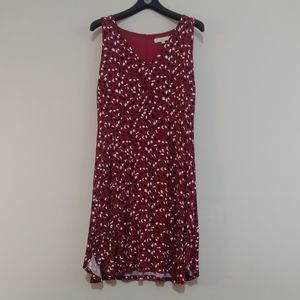 Loft Red Floral Print Dress, Large
